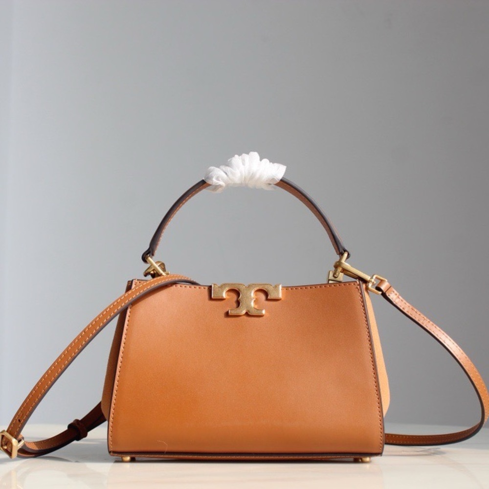 Tory Burch Tan Leather Handbag with Gold Logo